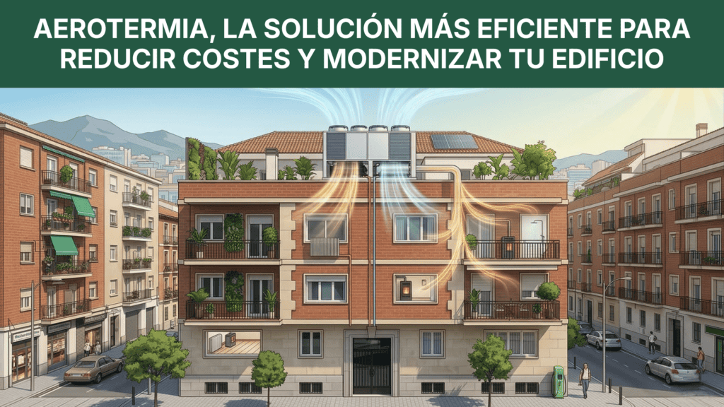 Edificio moderno con sistema de aerotermia.