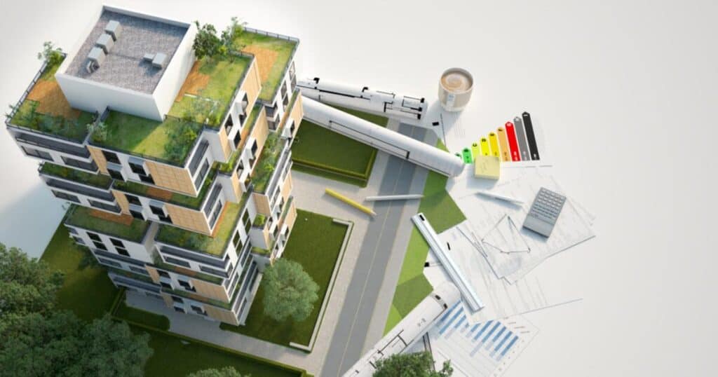 Edificio sostenible con herramientas de planificación