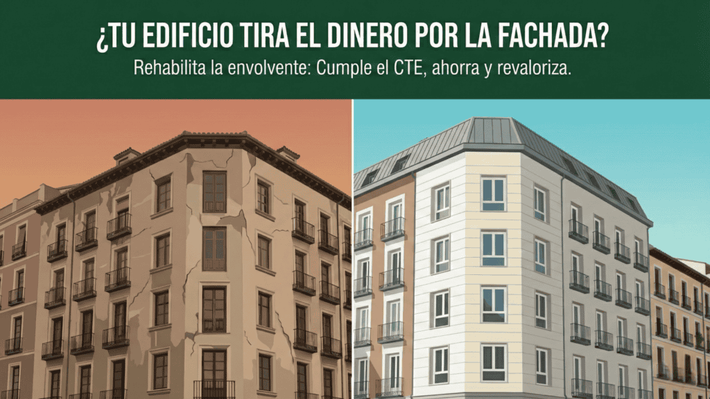 Comparación edificio antiguo y rehabilitado energéticamente. Envolvente térmica.