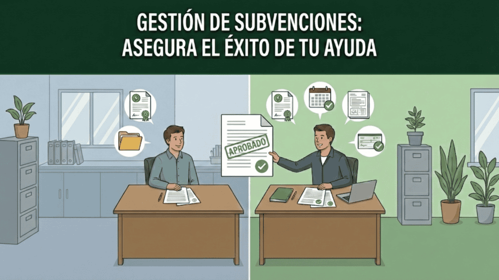 Gestión de subvenciones, éxito asegurado, aprobación de ayuda.